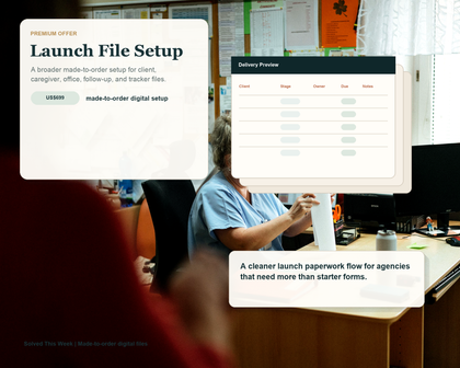 Home Care Agency Start-Up Kit Setup, Custom Business Forms, Client Intake, Caregiver Templates, Office Tracker cover