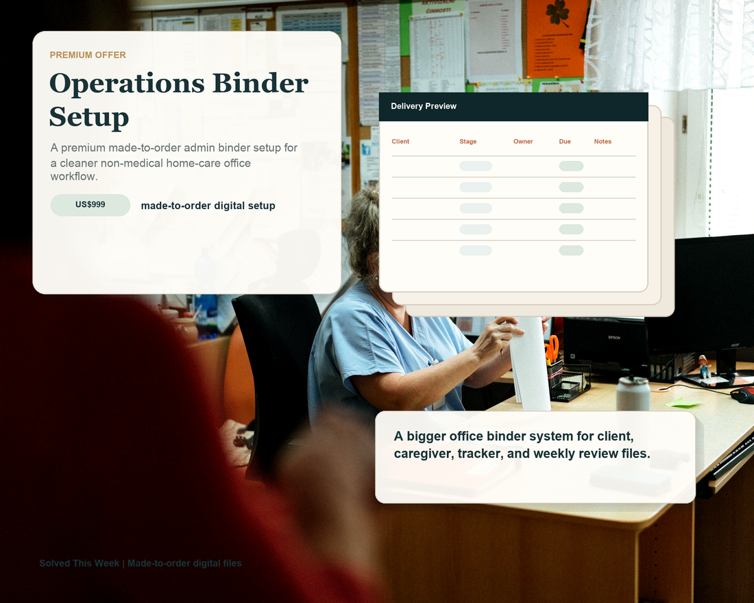 Home Care Business Forms Setup, Operations Binder, Custom Client Caregiver Templates, Non-Medical Admin Tracker