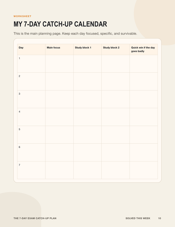 The 7-Day Exam Catch-Up Plan