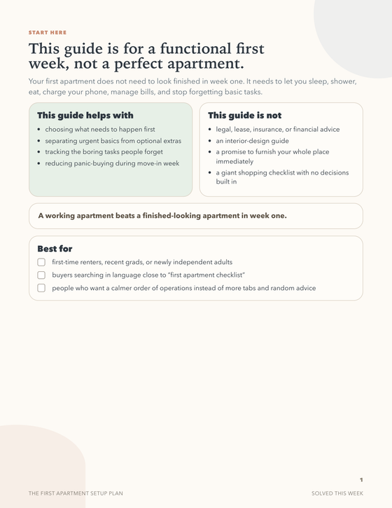 The First Apartment Setup Plan
