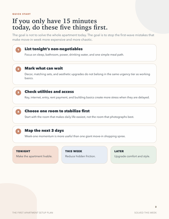 The First Apartment Setup Plan