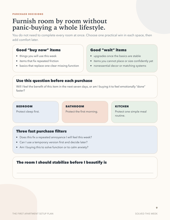 The First Apartment Setup Plan