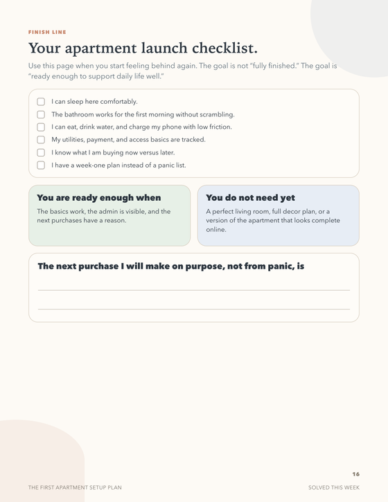 The First Apartment Setup Plan
