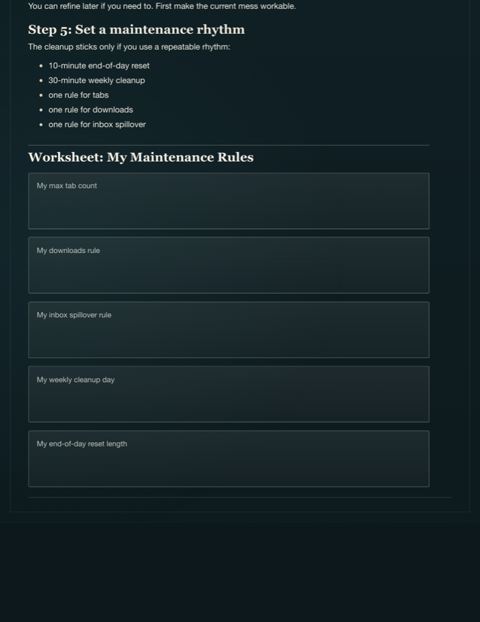 Contained worksheet preview from a finished PDF guide
